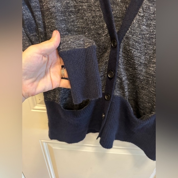 Madewell Alpaca Wool Linen Blend Cardigan Heathered gray/Blue V-neck,size XS - Picture 6 of 8